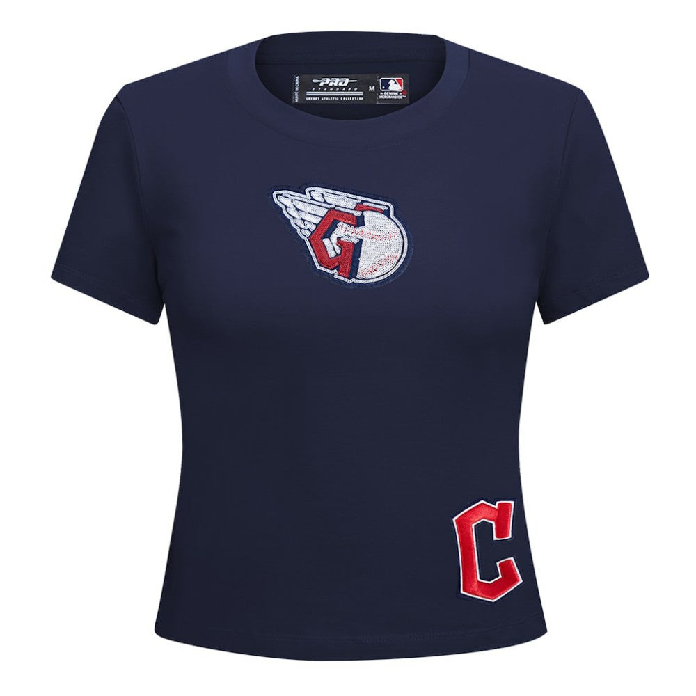 Cleveland Guardians Pro Standard Women's Game Day Classics Baby Doll Cropped T-Shirt - Navy