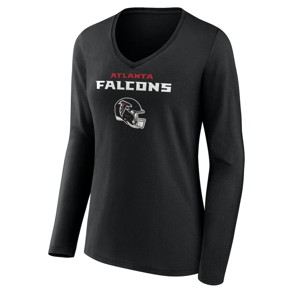 Michael Penix Jr. Atlanta Falcons Women's Name & Number Team Wordmark Long Sleeve V-Neck T-Shirt - Black sale
