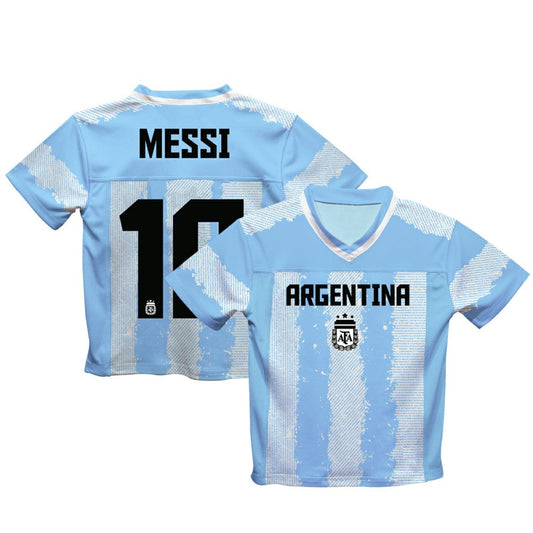 Lionel Messi Argentina National Team Vive La Fete Youth Painted Stripes Football Jersey - Light Blue sale