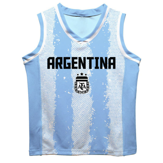 Lionel Messi Argentina National Team Vive La Fete Youth Painted Stripes Basketball Jersey - Light Blue cheap