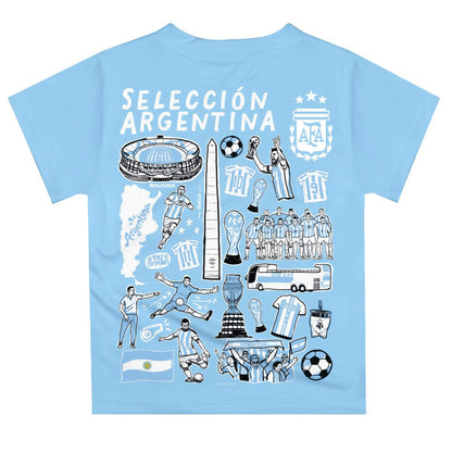 Argentina National Team Vive La Fete Youth Impressions Artwork T-Shirt - Light Blue on sale