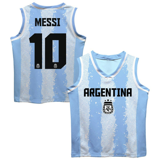 Lionel Messi Argentina National Team Vive La Fete Mesh Basketball Jersey - Light Blue discount
