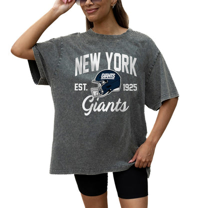 New York Giants Gameday Couture Women's Throwback Oversized Snow Wash T-Shirt - Grey discount