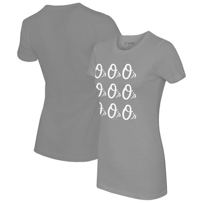 Baltimore Orioles Tiny Turnip Women's Logo Grid  T-Shirt - Gray