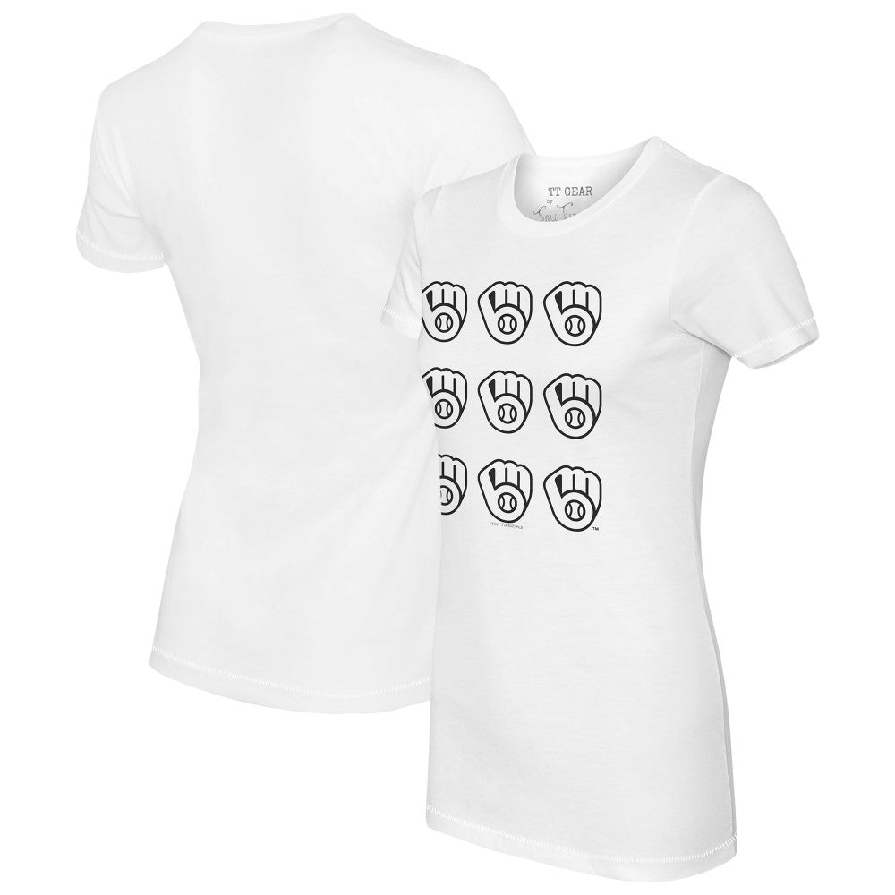 Milwaukee Brewers Tiny Turnip Women's Logo Grid T-Shirt - White