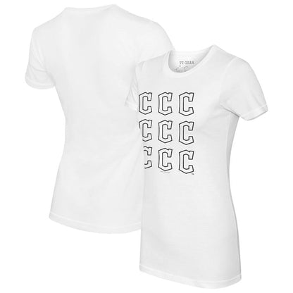 Cleveland Guardians Tiny Turnip Women's Logo Grid T-Shirt - White