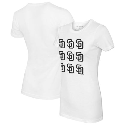 San Diego Padres Tiny Turnip Women's Logo Grid T-Shirt - White