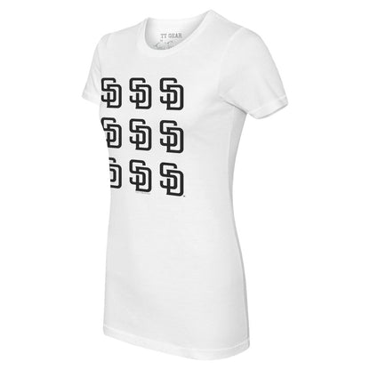 San Diego Padres Tiny Turnip Women's Logo Grid T-Shirt - White