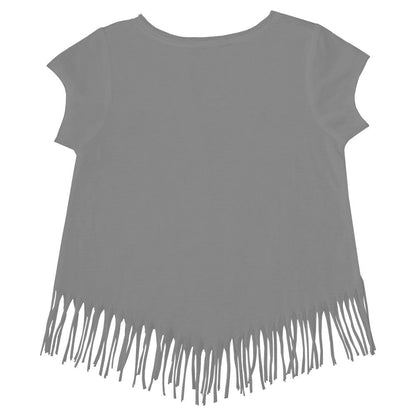 Minnesota Twins Tiny Turnip Girls Youth Logo Grid Fringe T-Shirt - Gray