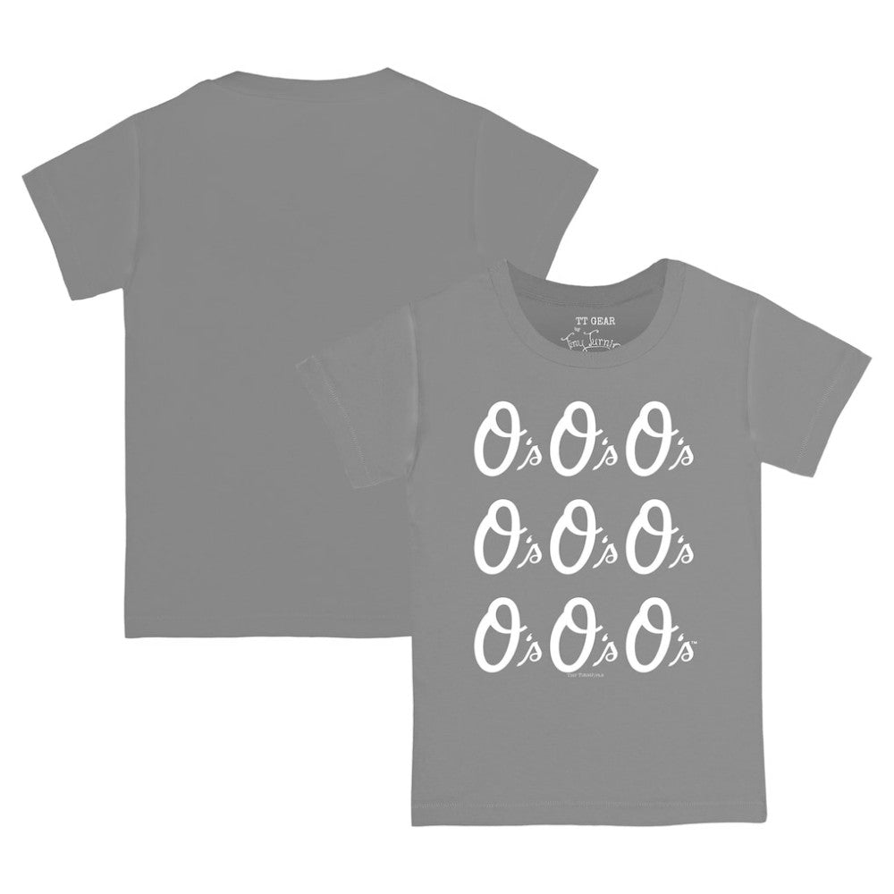 Baltimore Orioles Tiny Turnip Youth Logo Grid  T-Shirt - Gray