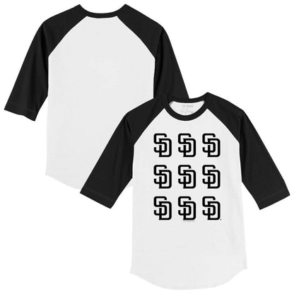 San Diego Padres Tiny Turnip Youth Logo Grid Raglan 3/4-Sleeve T-Shirt - White/Black