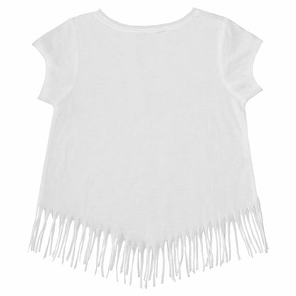 Seattle Mariners Tiny Turnip Girls Youth Logo Grid Fringe T-Shirt - White