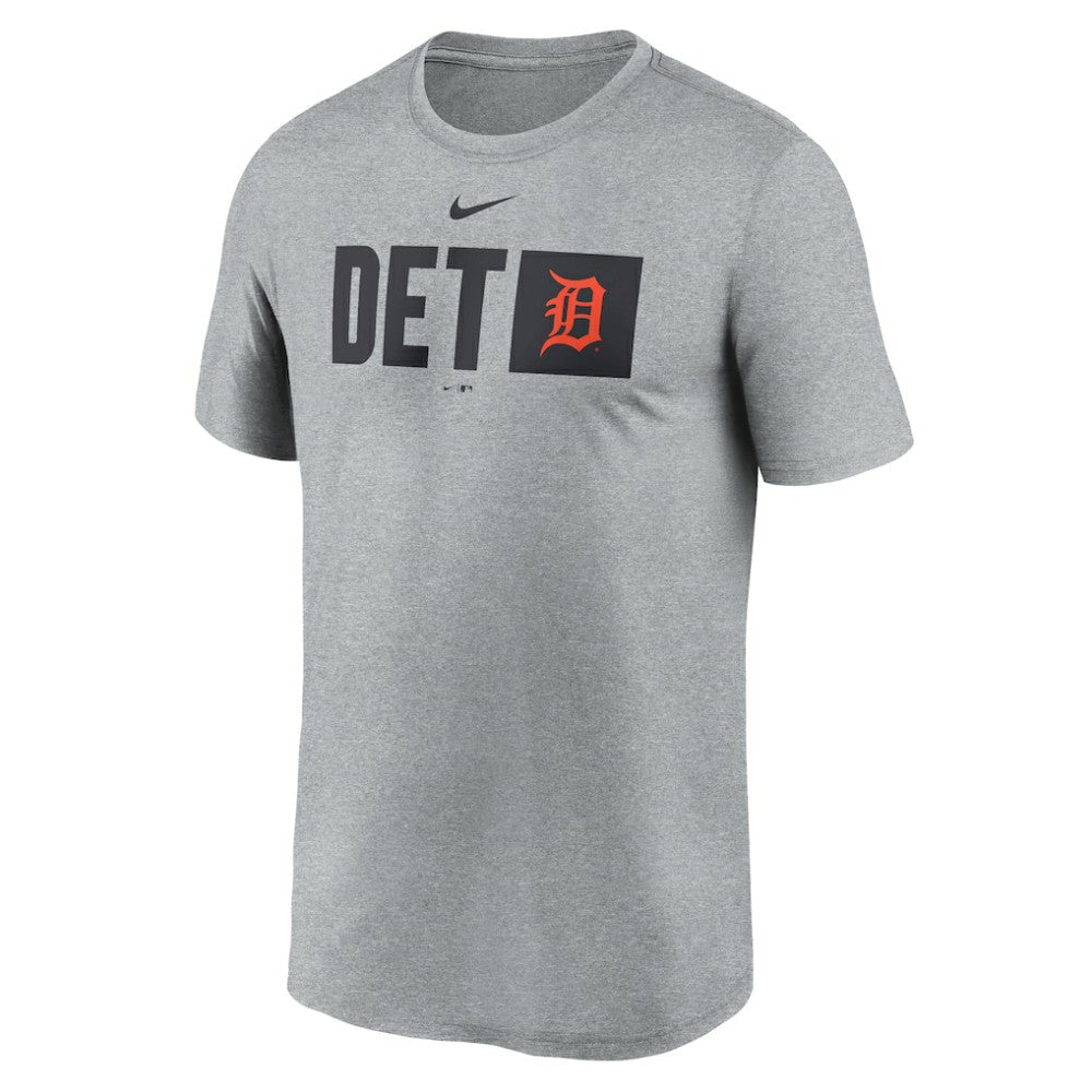 Detroit Tigers Tricode Legend Performance T-Shirt - Heather Gray | Nike