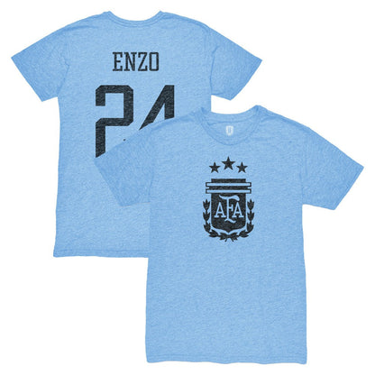 Enzo Fernández Argentina National Team 1863FC Player Vintage Tri-Blend T-Shirt - Light Blue sale