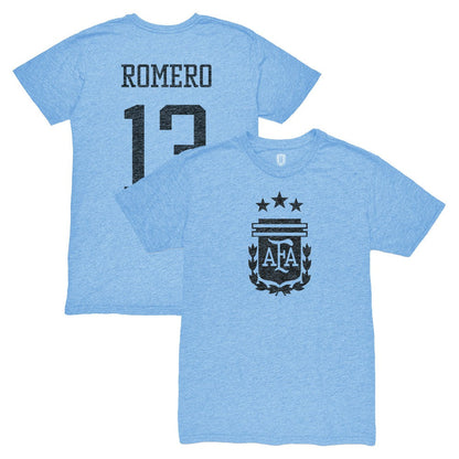 Cristian Romero Argentina National Team 1863FC Player Vintage Tri-Blend T-Shirt - Light Blue sale