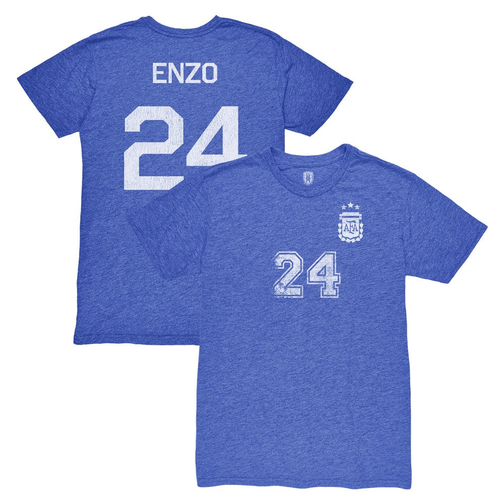 Enzo Fernández Argentina National Team 1863FC Player Vintage Tri-Blend T-Shirt - Blue outlet