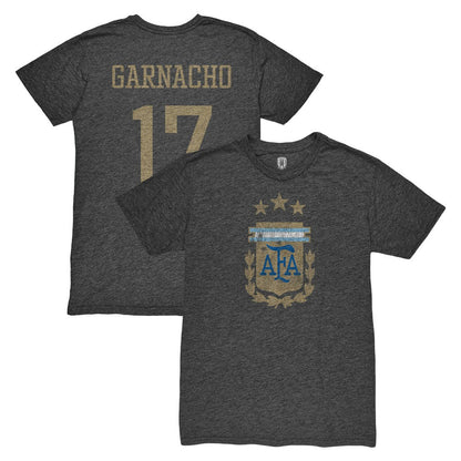 Alejandro Garnacho Argentina National Team 1863FC Player Vintage Tri-Blend T-Shirt - Black for sale