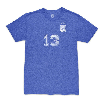 Cristian Romero Argentina National Team 1863FC Player Vintage Tri-Blend T-Shirt - Blue on sale