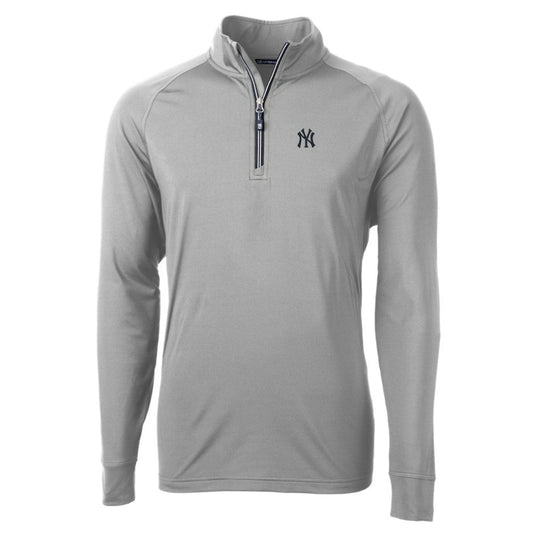 New York Yankees Cutter & Buck Big & Tall Adapt Eco Knit Stretch Recycled Quarter-Zip Pullover Top - Gray