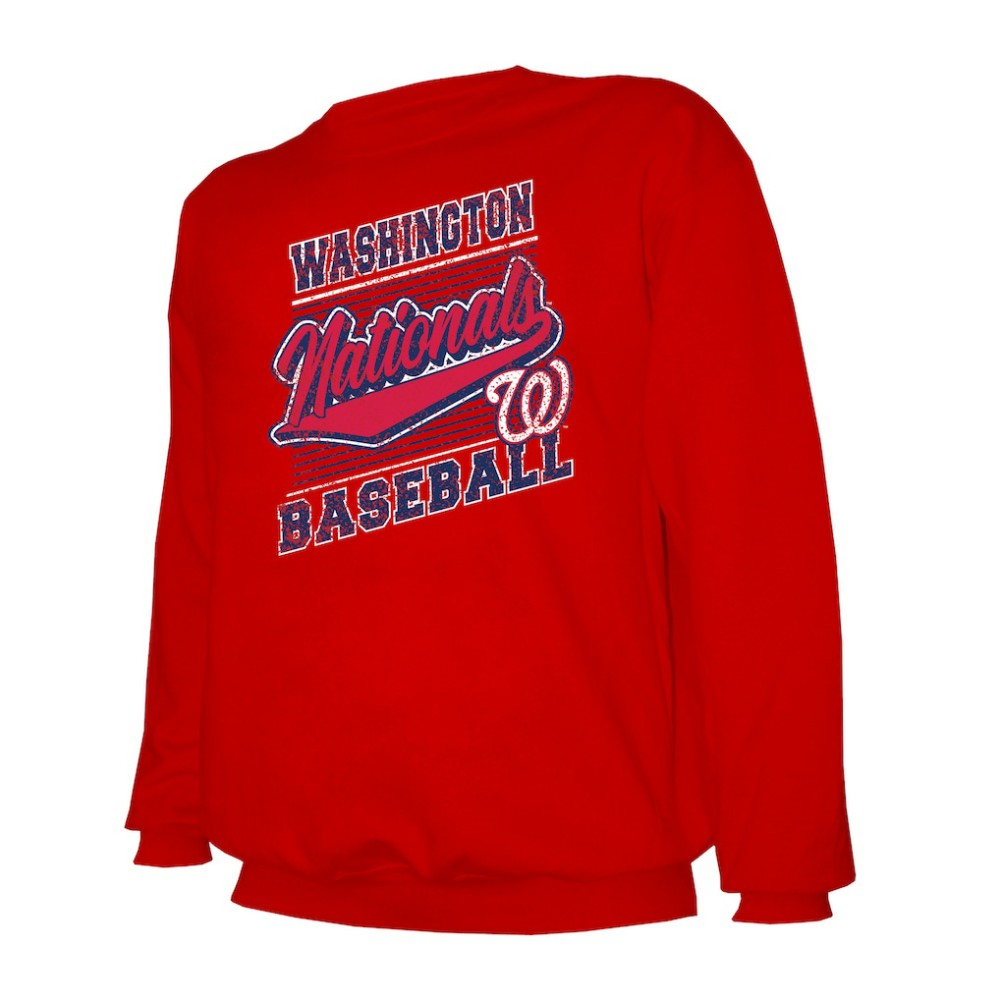Washington Nationals Stitches Lightweight Crew Sweatshirt - Red
