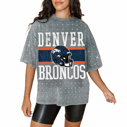 Denver Broncos Gameday Couture Women's Oversized Mini Rhinestone Classic T-Shirt - Gray discount