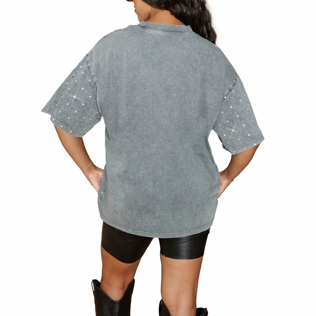 Denver Broncos Gameday Couture Women's Oversized Mini Rhinestone Classic T-Shirt - Gray discount