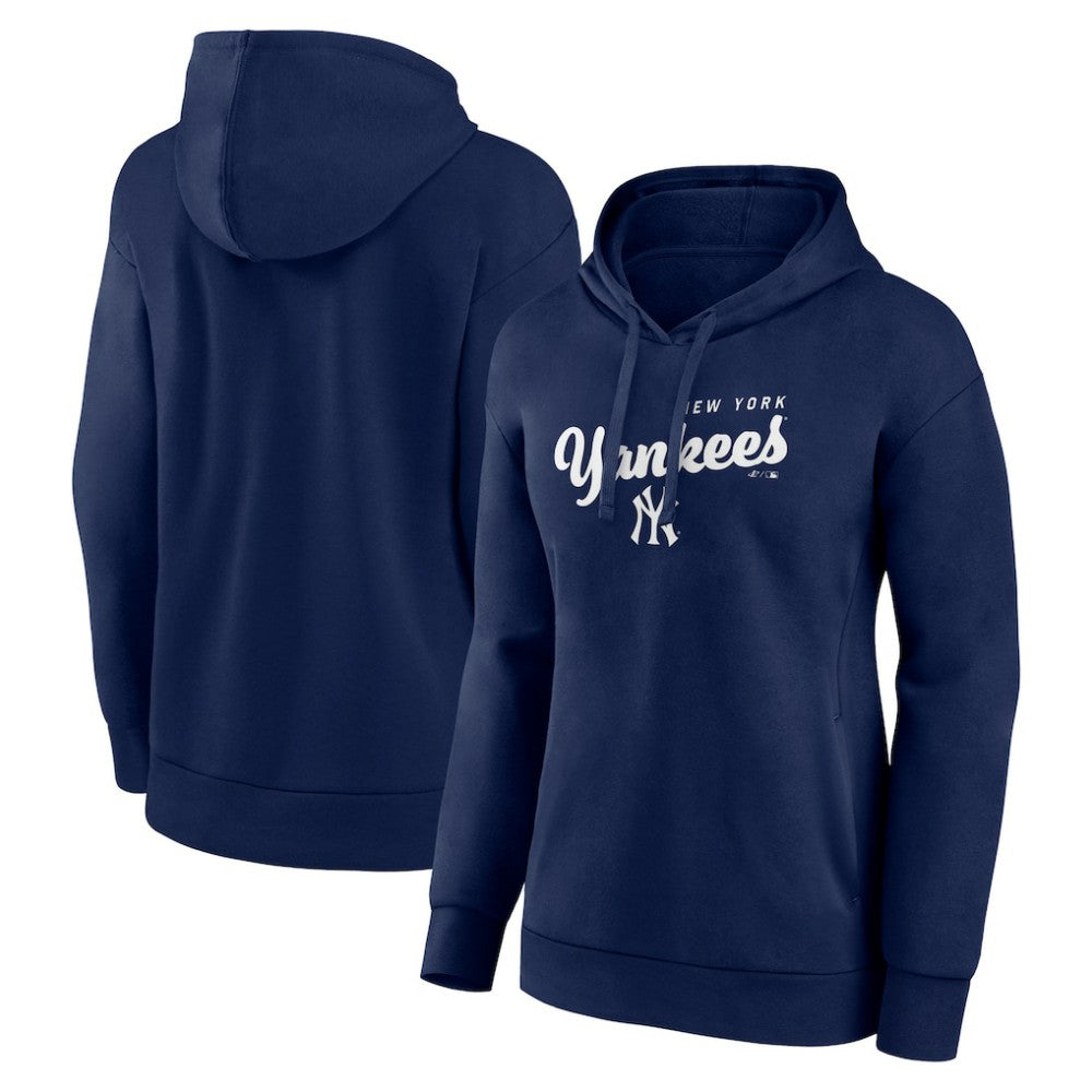 New York Yankees Logo Athletic Women's Logo Triumphant V-Neck Pullover Hoodie - Navy