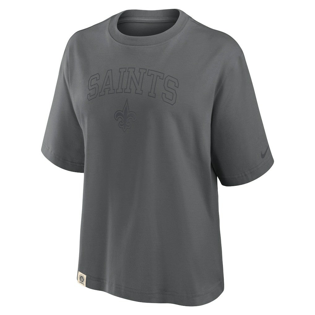 New Orleans Saints Women's Glory Arch Boxy T-Shirt - Charcoal | Nike on sale