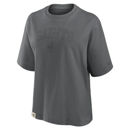 New Orleans Saints Women's Glory Arch Boxy T-Shirt - Charcoal | Nike on sale