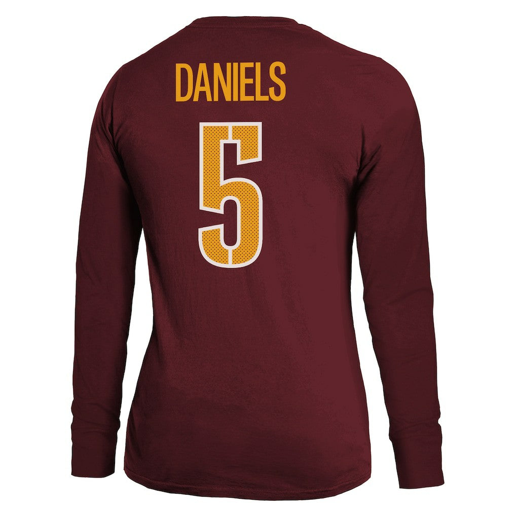 Jayden Daniels Washington Commanders Majestic Threads Women's Player Name & Number Long Sleeve T-Shirt - Burgundy discount