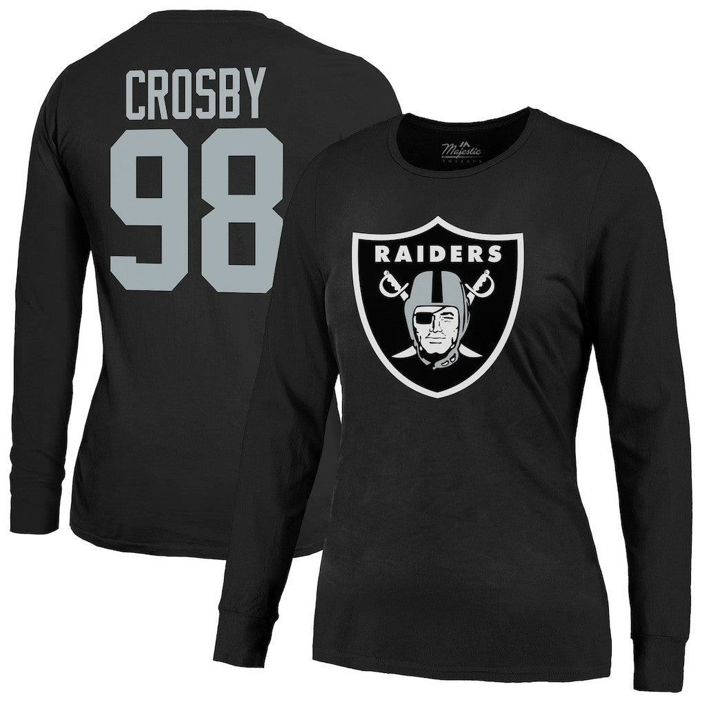 Maxx Crosby Las Vegas Raiders Majestic Threads Women's Player Name & Number Long Sleeve T-Shirt - Black sale