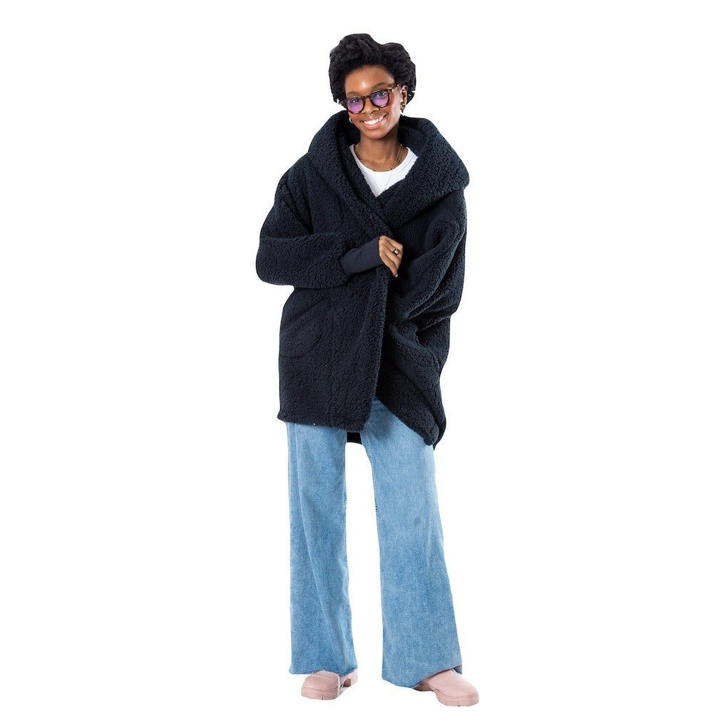 The Best Lounger in the World By Jill Martin Brooklyn Nets Unisex Black Oversized Open-Front Hoodie Sweater sale