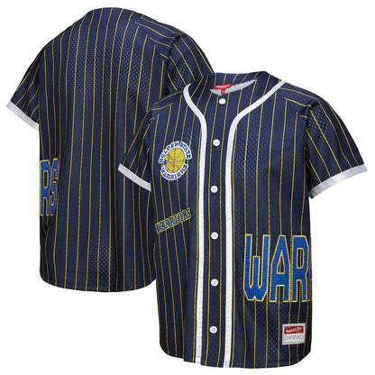 Golden State Warriors x DANNIJO Women's Fashion Baseball Jersey sale - Blue | Mitchell & Ness cheap
