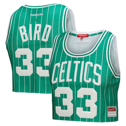 Larry Bird Boston Celtics x DANNIJO Women's Fashion Cropped Basketball Jersey - Kelly Green | Mitchell & Ness outlet