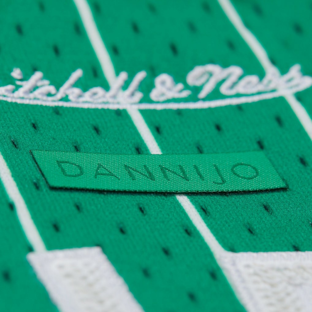 Larry Bird Boston Celtics x DANNIJO Women's Fashion Cropped Basketball Jersey - Kelly Green | Mitchell & Ness outlet