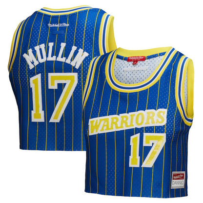 Chris Mullin Golden State Warriors x DANNIJO Women's Fashion Cropped Basketball Jersey sale - Royal | Mitchell & Ness for sale