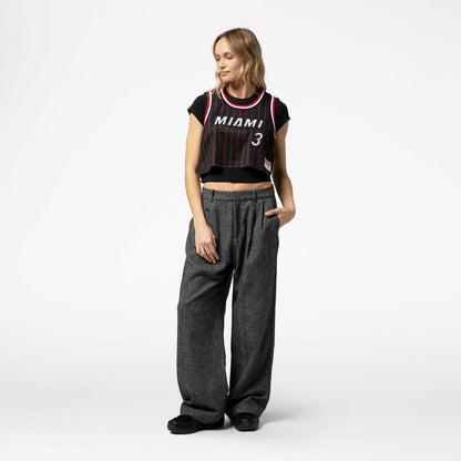 Dwyane Wade Miami Heat x DANNIJO Women's Fashion Cropped Basketball Jersey - Black | Mitchell & Ness discount