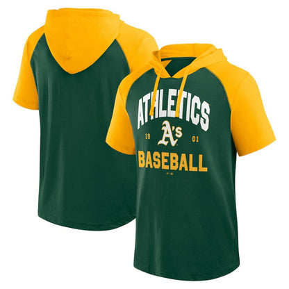 Athletics Logo Athletic Prime Raglan Short Sleeve Hoodie T-Shirt - Green
