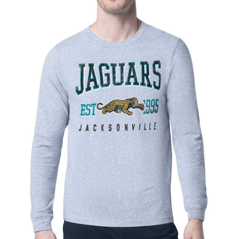 Jacksonville Jaguars Starter Retro Team Logo Long Sleeve T-Shirt - Heather Gray outlet