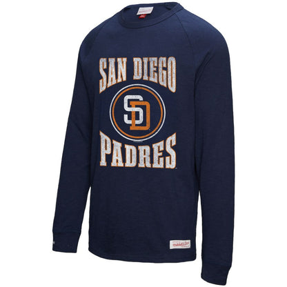 San Diego Padres Arched Logo Slub Long Sleeve T-Shirt - Navy | Mitchell & Ness