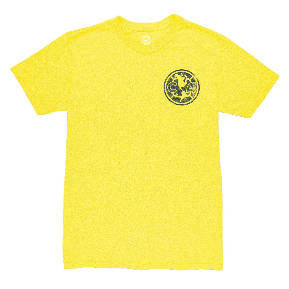 Club America 1863FC Left Mono Badge Vintage Tri-Blend T-Shirt - Yellow discount