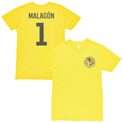 Luis Malagón Club America 1863FC Vintage Player Name & Number Tri-blend T-Shirt - Yellow discount