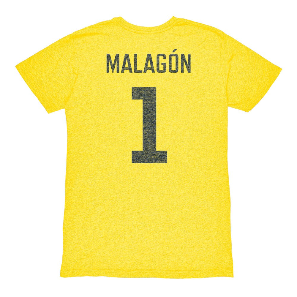 Luis Malagón Club America 1863FC Vintage Player Name & Number Tri-blend T-Shirt - Yellow discount