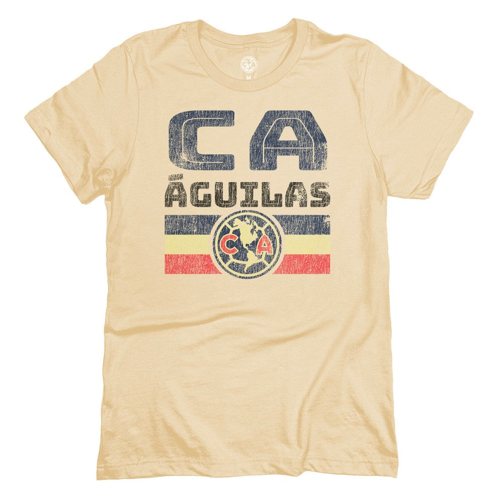 Club America 1863FC Retro Stripes T-Shirt - Tan on sale