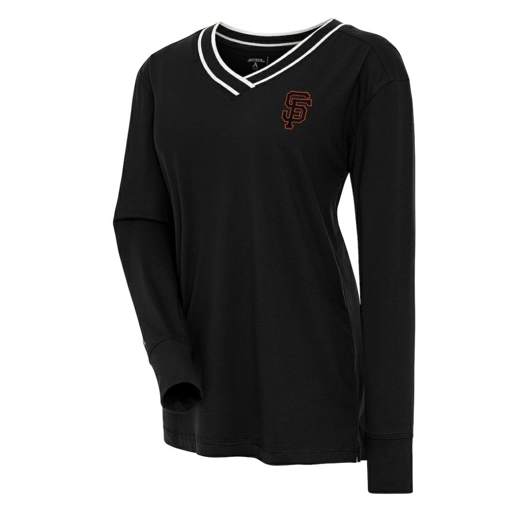 San Francisco Giants Antigua Women's Symbolic Long Sleeve V-Neck Top - Black