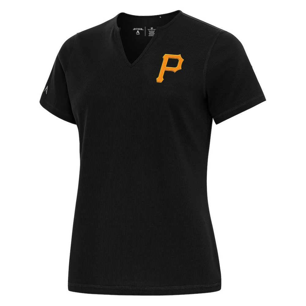 Pittsburgh Pirates Antigua Women's Notch Neck T-Shirt - Black