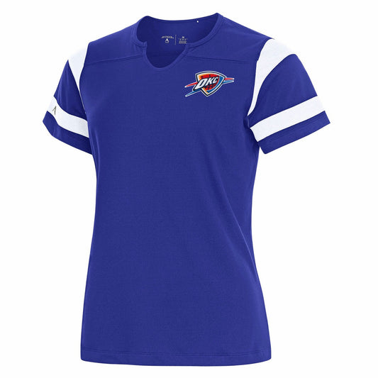 Oklahoma City Thunder Antigua Women's Encounter Short Sleeve Notch Neck Top - Royal discount