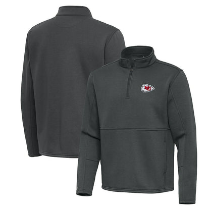 Kansas City Chiefs Antigua Twist Quarter-Zip Pullover Jacket - Pewter on sale
