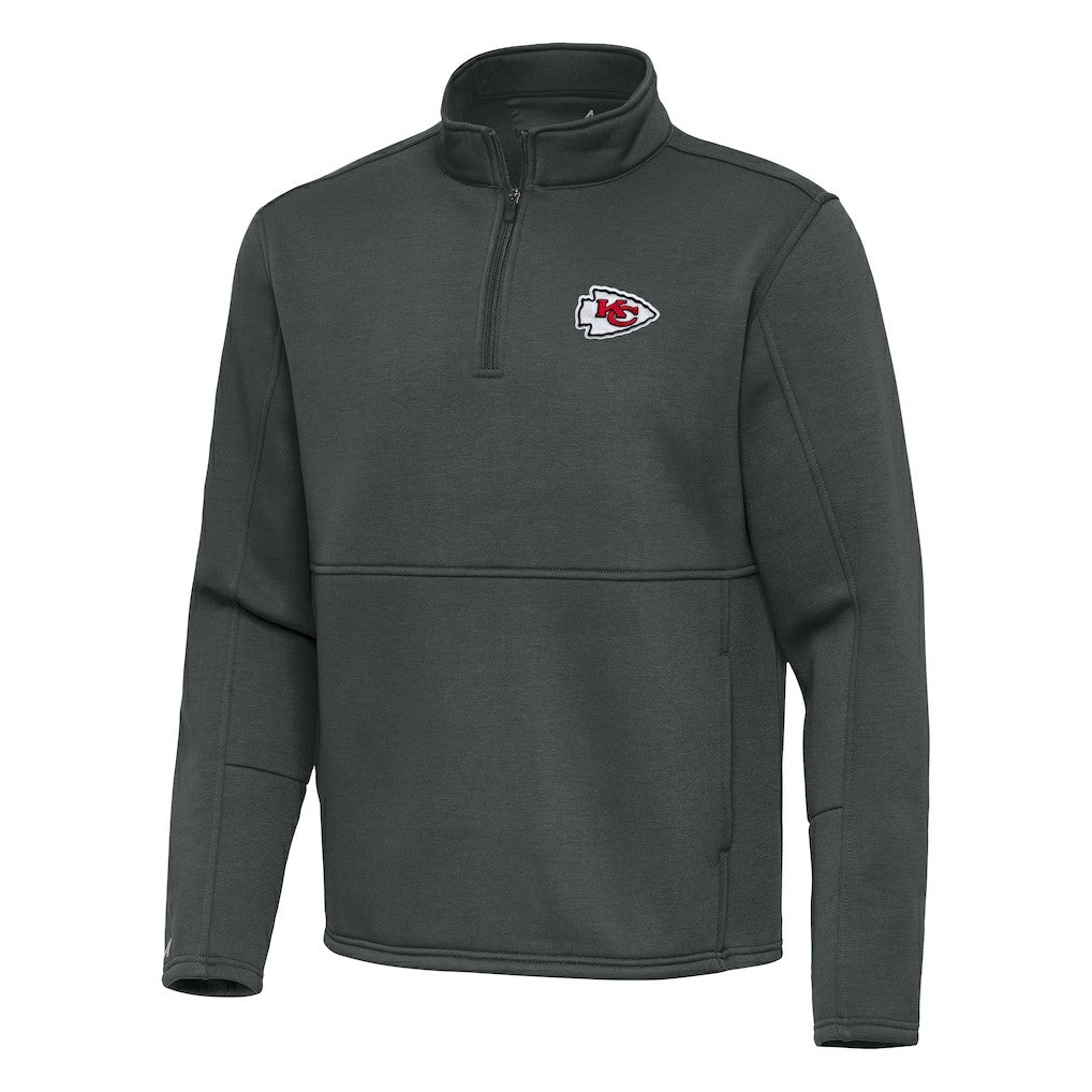 Kansas City Chiefs Antigua Twist Quarter-Zip Pullover Jacket - Pewter on sale