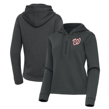Washington Nationals Antigua Women's Contemporary Quarter-Zip Hoodie - Pewter